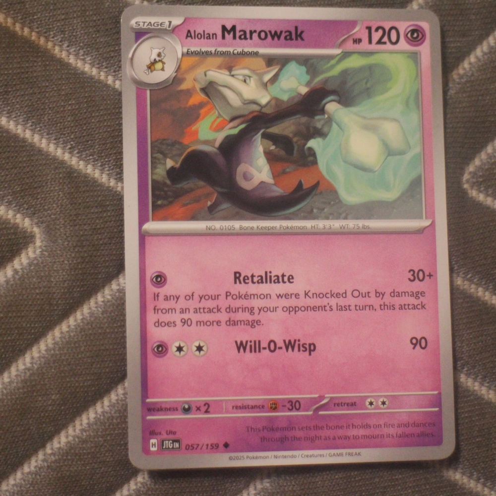 Pokemon Alolan Marowak Card - Pink and Purple